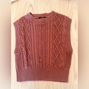 Rust Cable Knit Sleeveless Sweater